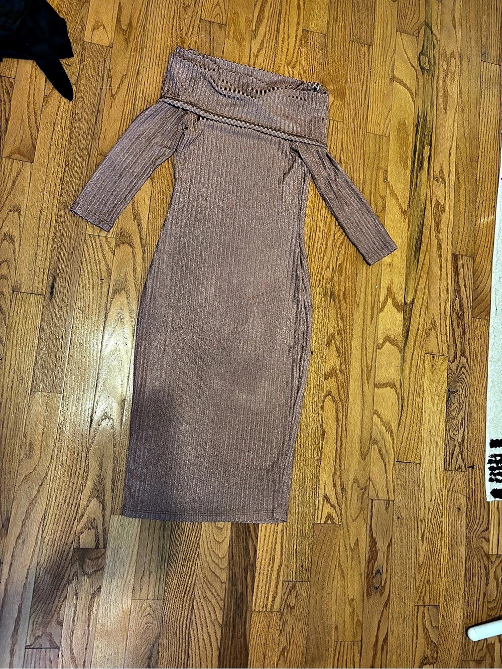 Off Shoulder Band Dress Brown Maxi Dress